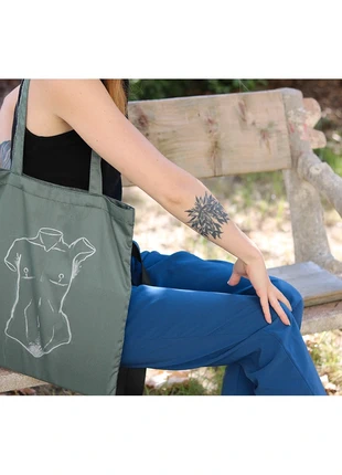 totebag argenté "transmasc bae" peint a la main, marke: Fait Main, zustand: Neu, 22,00 €, 23,80 € beinhaltet Vinted-Käuferschutz Pro