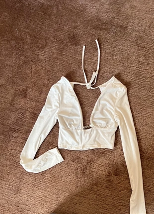 White Long Sleeve Deep V-Neck Top - Size XS (I.am.gia dupe), merk: Shein, staat: Nieuw zonder prijskaartje, maat: XS / 34 / 6, € 5,99, € 6,99 inclusief Kopersbescherming