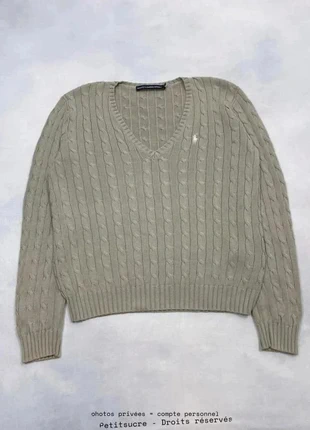 Pull Torsadé col V Polo Ralph Lauren Gris clair 100% Coton Slim - Xl /2268V, brand: Ralph Lauren, condizioni: Ottime, taglia: XL / IT 46 / EU 42, €49.00, €52.15 include la Protezione acquisti Pro