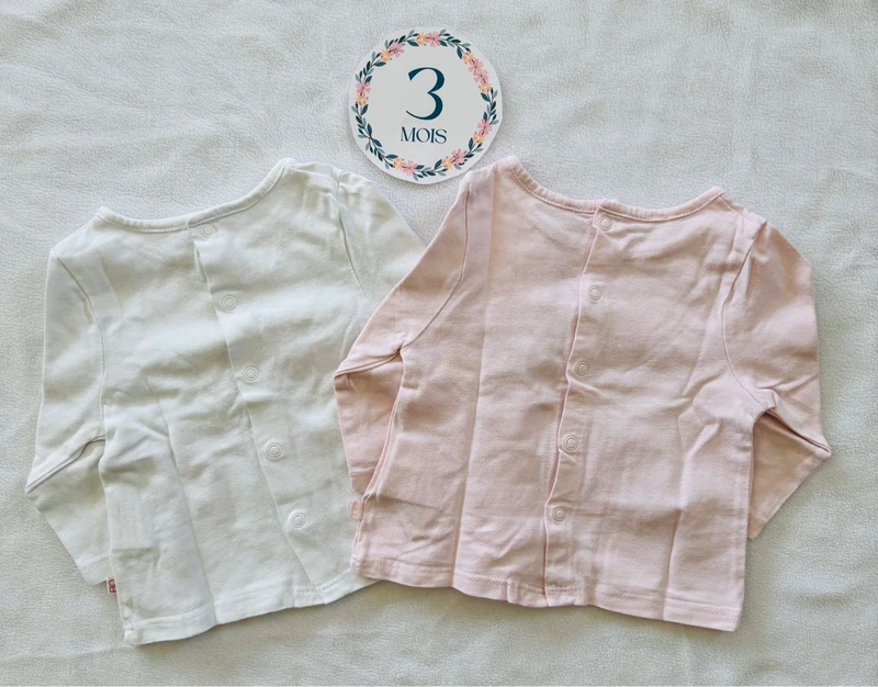 👶 Lot de 2 t-shirt manches longues fille - Obaïbi - 3 mois 👶 - photo numéro 2