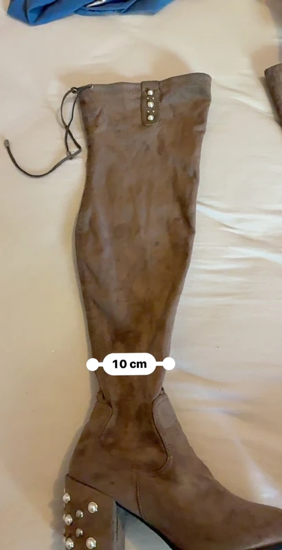 Cuissardes à talons en suédine beige taupe - photo numéro 5