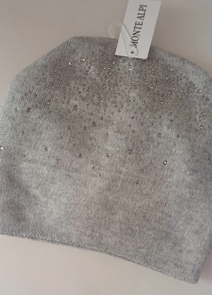 Cappello angora, cachemire donna grigio con cristalli, marque: Cachemire, état: Neuf avec étiquette, taille: Universel, 18,00 €, 19,60 € Protection acheteurs incluse