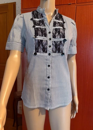 Chemisier rayé à manches courtes, marke: Laetitia Star, zustand: Neu, größe: L / 40 / 12, 18,00 €, 19,60 € inklusive Vinted-Käuferschutz