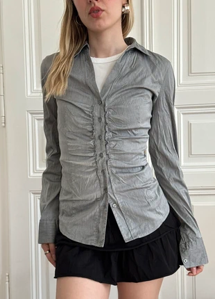 Vintage Bluse mit Raffung langarm Hemd tailliert, brand: Vintage Dressing, condizioni: Buone, taglia: M / IT 42 / EU 38, €18.00, €19.60 include la Protezione acquisti