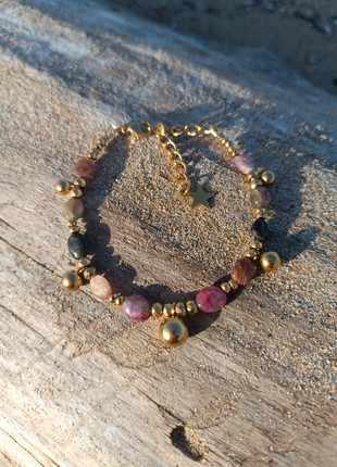 Bracelet perles de tourmaline pierres naturelles, marca: Chléva, estado: Muito bom, €22.00, €23.80 inclui Proteção do Comprador Pro