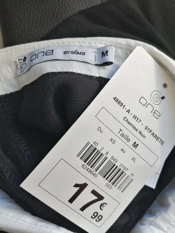 Blouse noire sans manches doublée à col blanc avec lien à nouer / gémo / (M) - photo numéro 7