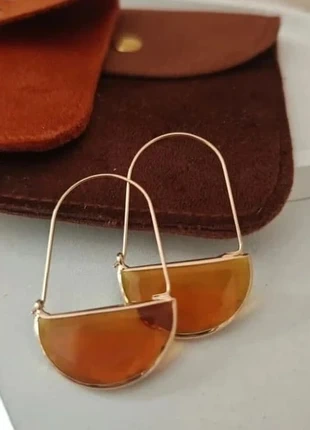 Boucles d'oreilles dorées en laiton et verre marron ultra chic, brand: pep's bijoux, condition: New with tags, €14.90, €16.35 includes Buyer Protection