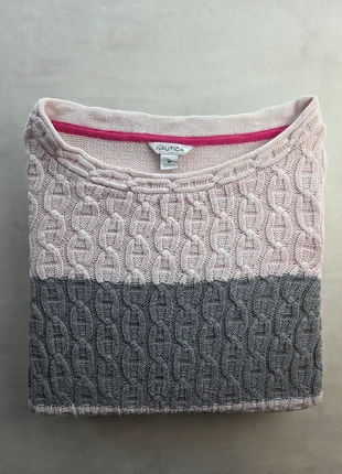 nautica pull torsadé rayé rose/gris coupe ajustée M y2k preppy, brand: Nautica, condizioni: Ottime, taglia: M / IT 42 / EU 38, €20.00, €21.70 include la Protezione acquisti