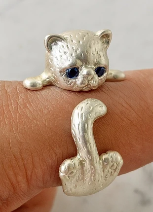 Bague Chat triste argentée ajustable, brand: sans marque, condizioni: Ottime, taglia: Regolabile, €5.99, €6.99 include la Protezione acquisti