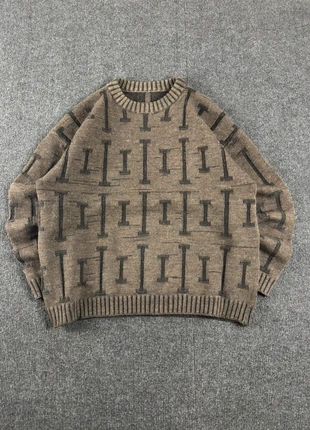 Vintage brown geometric knit sweater monogram pattern minimalist style size M, marque: Vintage Dressing, état: Très bon état, taille: M, 19,90 €, 21,60 € Protection acheteurs incluse