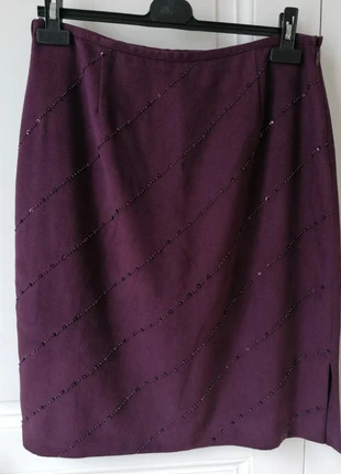 Jupe 1.2.3 prune velours perlé / Velvet beaded skirt / Perlenrock / Fluwelen rok, brand: 123, condition: Very good, size: XL / 42 / 14, €9.00, €10.15 includes Buyer Protection
