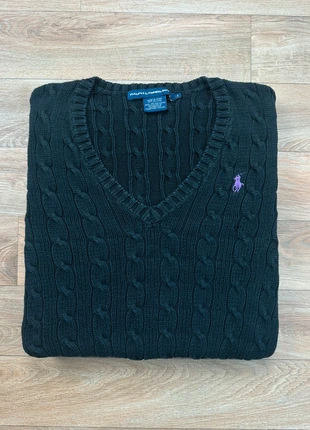 pull torsadé ralph lauren col V 100% coton noir et rose / taille S, brand: Ralph Lauren, condition: Very good, size: S / 36 / 8, €50.00, €53.20 includes Buyer Protection