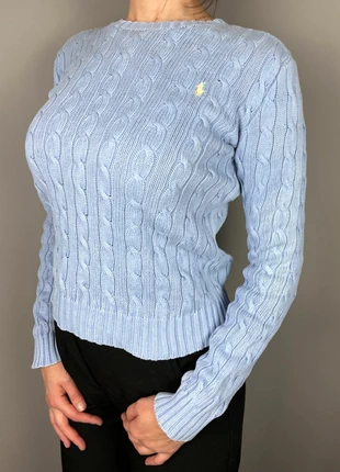 pull Ralph Lauren torsadé bleu clair logo brodé - S femme - coton TRL 24, marque: Ralph Lauren, état: Très bon état, taille: S / 36 / 8, 40,00 €, 42,70 € Protection acheteurs (Pro) incluse