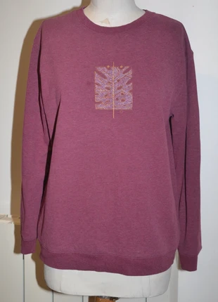 🍇 Sweat bordeaux à motif géométrique Taille 44, confort & originalité, staat: Heel goed, maat: XXL / 44 / 16, € 12,00, € 13,30 inclusief Kopersbescherming Pro