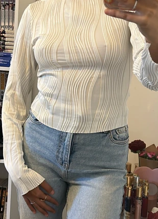 Top/ haut manche longue blanc à motif en relief, marque: Boutique indépendante, état: Très bon état, taille: XS / 34 / 6, 3,00 €, 3,85 € Protection acheteurs incluse