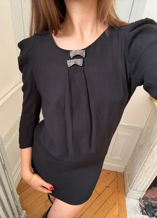 Robe de soiree noire manches 3/4 à strass Sandro, marke: Sandro, zustand: Sehr gut, größe: S / 36 / 8, 50,00 €, 53,20 € inklusive Vinted-Käuferschutz