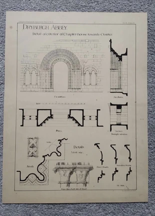 Dryburgh abbey, door to chapter house - antique/vintage print - 1888, brand: NO LABEL, condition: Good, £7.49, £8.56 includes Buyer Protection Pro
