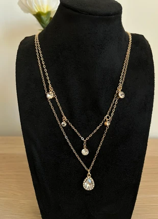 Collier 2 en 1 doré et argenté avec strass - élégant et raffiné, marque: Boutique Parisienne, état: Neuf sans étiquette, 9,90 €, 11,10 € Protection acheteurs (Pro) incluse
