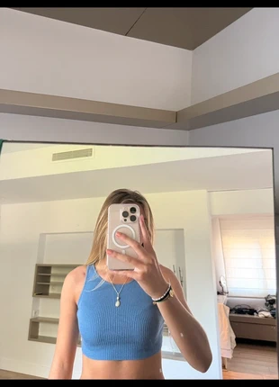 Zara blue crop top, merk: Zara, staat: Nieuw zonder prijskaartje, maat: S / 36 / 8, € 14,00, € 15,40 inclusief Kopersbescherming