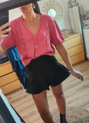 Petit gilet crochet rose vintage – manches courtes, marque: Vintage Dressing, état: Très bon état, taille: M / 38 / 10, 12,00 €, 13,30 € Protection acheteurs incluse