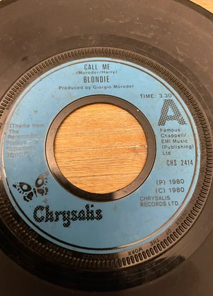 Blondie / Giorgio Moroder - Call Me - 7" Blue Injection Vinyl - UK 45 jukebox CHS 2414, condition: Good, £3.00, £3.85 includes Buyer Protection