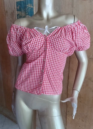 Dirndl. Trachten. Camicia  top camicetta, blusa tirolese cottage core, prairie con elastico, brand: almsach, condizioni: Ottime, taglia: M / IT 42 / EU 38, €18.00, €19.60 include la Protezione acquisti