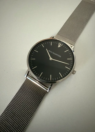 Montre maille milanaise argentée et noire | Paul Valentine | 39mm, brand: Paul Valentine, condition: Very good, size: 39–42 mm, €10.00, €11.20 includes Buyer Protection