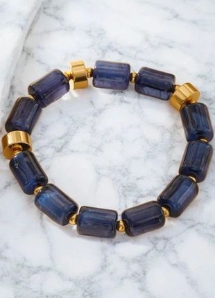 Joli bracelet tendance en resine bleu profond et en acier inoxydable doré, marca: Lune bijoux, estado: Nuevo sin etiquetas, 14,90 €, 16,35 € Protección al comprador Pro incluida