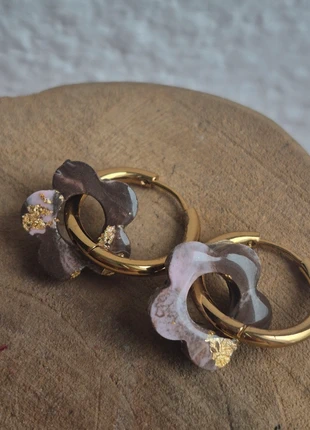 #boucles d'oreilles #fleurs #acier inoxydable #femme #pampilles #doré #marron #automne#vinted, marque: Fait Main, état: Neuf avec étiquette, 6,00 €, 7,00 € Protection acheteurs incluse