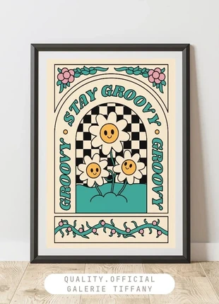 Affiche – Stay Groovy Fleurs A3, brand: Fait Main, condition: Very good, €10.00, €11.20 includes Buyer Protection Pro
