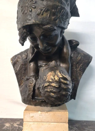 Maternità in bronzo - Epoca Liberty- Base in marmo- Scultura firmata, fine '800, marque: Maternità in bronzo, état: Très bon état, 200,00 €, 210,70 € Protection acheteurs incluse