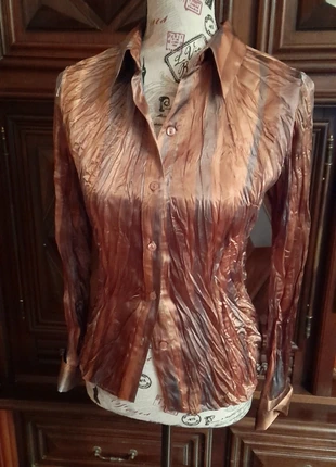 Chemisier Bluzka, satin froissé, marke: Jacqueline Riu, zustand: Sehr gut, größe: S / 36 / 8, 9,00 €, 10,15 € inklusive Vinted-Käuferschutz