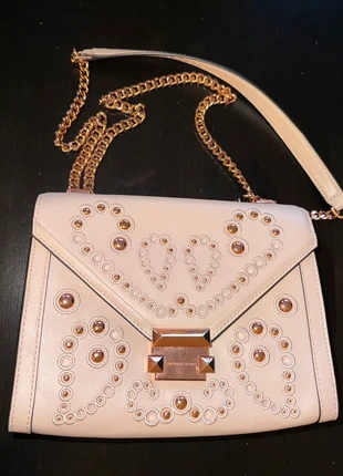 Sac à main Michael Kors Whitney en cuir rose pâle – chaîne dorée rosée – très bon état, marke: Michael Kors, zustand: Sehr gut, 70,00 €, 74,20 € inklusive Vinted-Käuferschutz