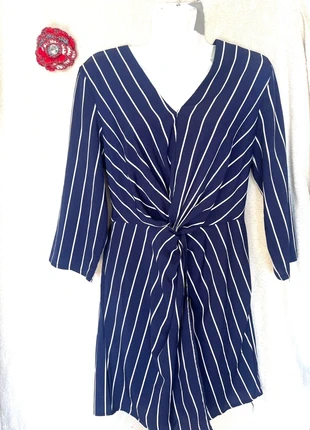 Robe légère à manches longues bleue marine à rayures blanche Papillonne T.M, merk: Papillonne, staat: Heel goed, maat: M / 38 / 10, € 9,00, € 10,15 inclusief Kopersbescherming