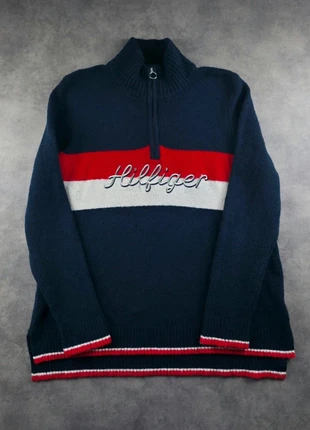Pull Half Zip 1/4 Zip Col Camionneur Tommy Hilfiger Bleu Marine Logo Brodé | Taille XL, marca: Tommy Hilfiger, estado: Muy bueno, tamaño: XL, 20,00 €, 21,70 € Protección al comprador Pro incluida