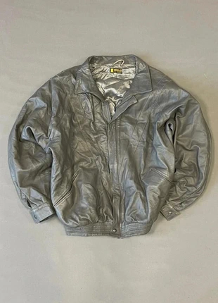 Vintage Grey Leather Bomber Jacket – The Ultimate Fashion Classic 📴, marque: Vintage Dressing, état: Très bon état, taille: M, 55,00 €, 58,45 € Protection acheteurs incluse