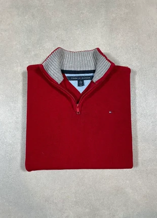 Quart Zip Half Zip Tommy Hilfiger Homme Logo Brodé en Coton Couleur Rouge Taille M, marque: Tommy Hilfiger, état: Très bon état, taille: M, 34,00 €, 36,40 € Protection acheteurs incluse