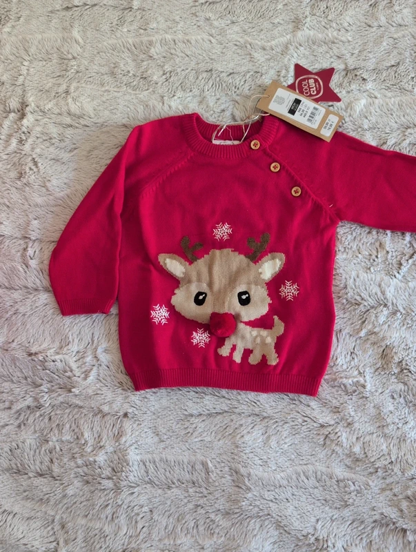 Pull rouge theme noel. Cool club. 6 mois