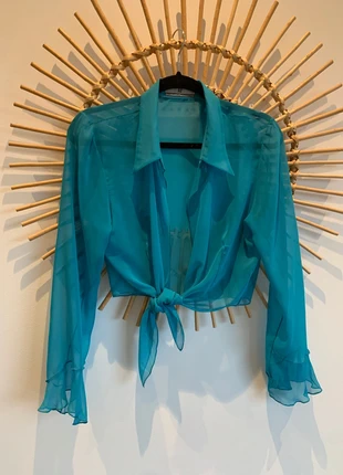 Chemisier court voile noué, brand: Kristina Popovitch, condition: Very good, size: XL / 42 / 14, €28.00, €30.10 includes Buyer Protection