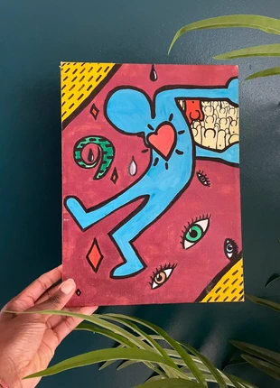 Kieth Haring Inspired Canvas Artwork Titled Individual, condition: Very good, £5.00, £5.95 includes Buyer Protection