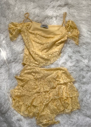 Yellow frilly two piece skirt set, brand: Sample, condition: New without tags, size: S / UK 8-10, £6.50, £7.53 includes Buyer Protection