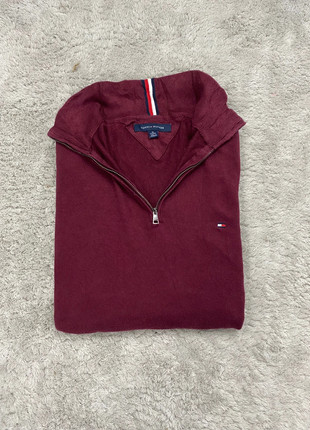 Pull camionneur ¼ zip Tommy Hilfiger Homme bordeau logo brodé / Taille XL - 203, marca: Tommy Hilfiger, estado: Muito bom, tamanho: XL, €32.00, €34.30 inclui Proteção do Comprador