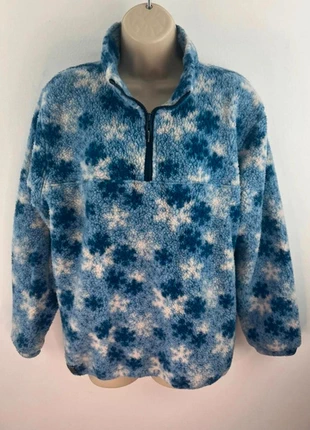 Vintage Blue & Cream Snowflake Fleece Pullover – UK 12–14, brand: Vintage Dressing, condition: Very good, size: L / 12, £15.00, £16.45 includes Buyer Protection