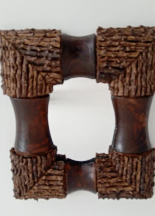 Miroir rare et de charme en bois avec écorce de bois à suspendre, brand: Fabrication Artisanale, condizioni: Nuovo senza cartellino, €25.00, €26.95 include la Protezione acquisti