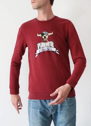 Sweat/hoodie vintage brodée en tête de taureau bordeaux - Marque Inconnu - Taille S / 36 / 8, marke: Vintage, zustand: Sehr gut, größe: S, 5,00 €, 5,95 € inklusive Vinted-Käuferschutz
