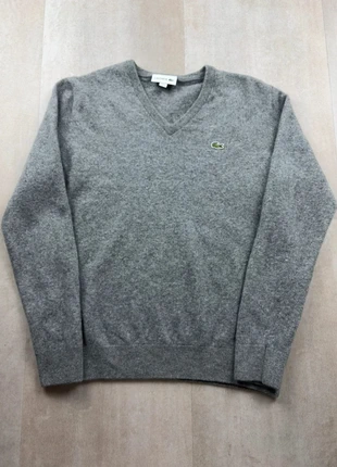Pull D’Hiver Col V Lacoste Vintage En Laine Logo Brodé | Taille L Femme | Gris, marca: Lacoste, estado: Muy bueno, tamaño: L, 20,00 €, 21,70 € Protección al comprador incluida