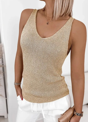 Débardeur à paillettes doré, chic en col en V taille S, marca: Aesthetic, estado: Muito bom, tamanho: S / 36 / 8, €22.50, €24.33 inclui Proteção do Comprador