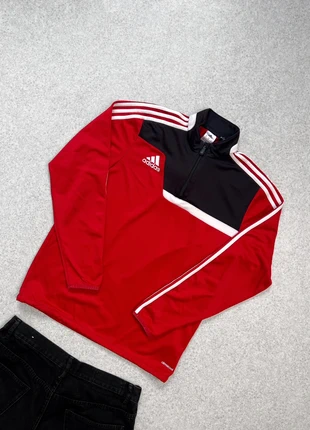 Haut de sport Adidas, Sportswear, Football, Col zippé, Rouge, Noir, 3 Bandes, Taille S, Unisex, brand: adidas, condition: Very good, size: S, €15.00, €16.45 includes Buyer Protection