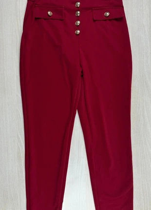 Pantalon court femme rouge boutons dorés décoratifs zip de fermeture latéral | SHEIN | Taille L, marque: Shein, état: Très bon état, taille: L / 40 / 12, 4,00 €, 4,90 € Protection acheteurs incluse