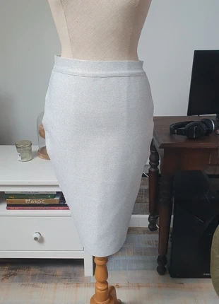 Jupe crayon a pailettes argenté gainante taille L, merk: F&P, staat: Nieuw zonder prijskaartje, maat: L / 40 / 12, € 10,00, € 11,20 inclusief Kopersbescherming